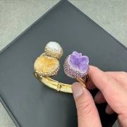 Amethyst citrine pearls — Natural Raw Amethyst and Citrine Pearl Bracelet