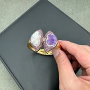 Amethyst, pearls — Natural Raw Amethyst and Citrine Pearl Bracelet