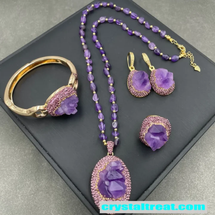 natural-raw-amethyst-crystal Jewelry sets