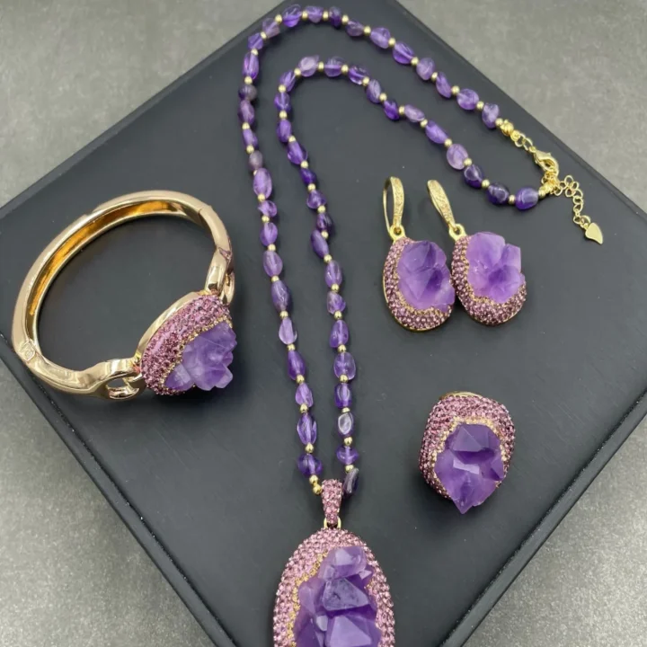 natural-raw-amethyst-crystal Jewelry sets