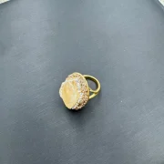 Ring — Natural Raw Citrine & Freshwater Pearl Jewelry Set