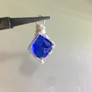 Blue glass — Natural Raw Crystal & Opal Pendant Necklace