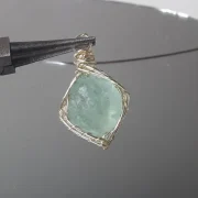 Green fluorite — Natural Raw Crystal & Opal Pendant Necklace