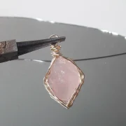 Pink crystal — Natural Raw Crystal & Opal Pendant Necklace
