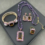 Jewelry sets — Natural Sultan Stone, Amethyst, and Pearl Jewelry Collection