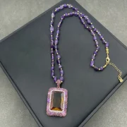 Necklace — Natural Sultan Stone, Amethyst, and Pearl Jewelry Collection