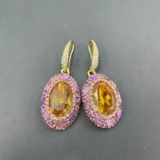 Earrings — Natural Sultan Stone and Raw Amethyst Statement Collection