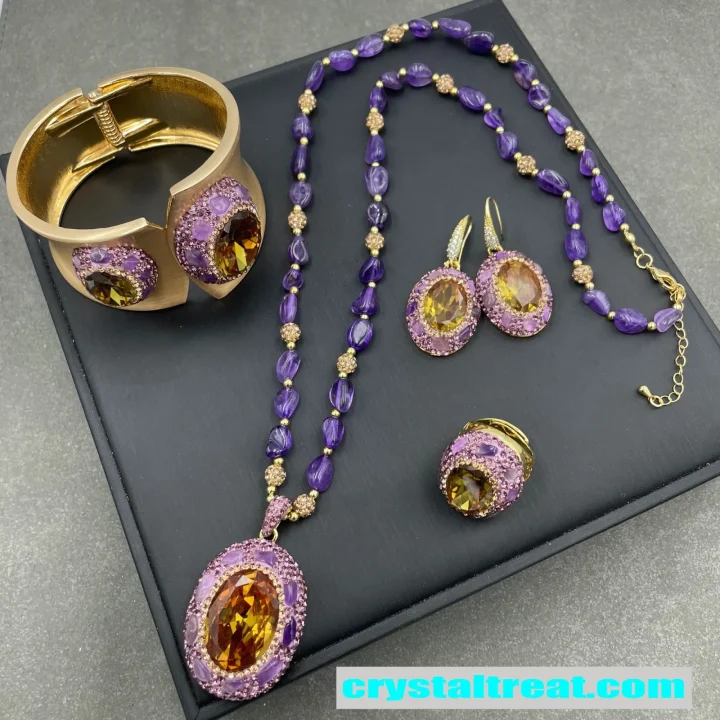 natural-sultan-stone-and-raw-amethyst Jewelry sets