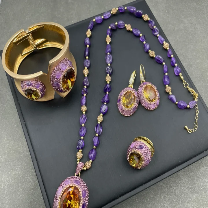 natural-sultan-stone-and-raw-amethyst Jewelry sets