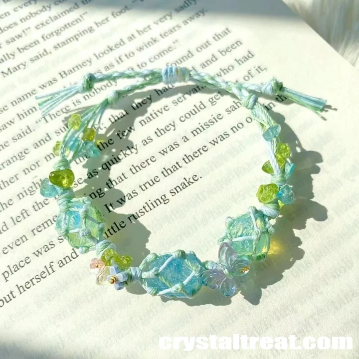 Natural "Summer Love" Raw Aquamarine Floral Woven Bracelet product image 1