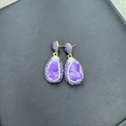 Earrings — Natural Uruguayan Amethyst and Pearl Statement Collection