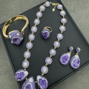 Jewelry sets — Natural Uruguayan Amethyst and Pearl Statement Collection