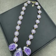 Necklace — Natural Uruguayan Amethyst and Pearl Statement Collection