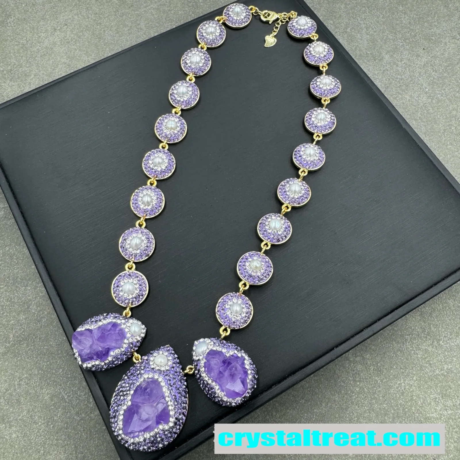 Natural Uruguayan Amethyst and Pearl Statement Collection