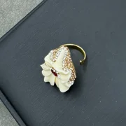 Red · Ring — Shell Flower Jewelry Set with Jade Inlay