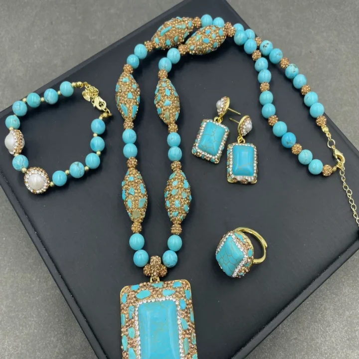 stabilized-turquoise-inlay Jewelry sets